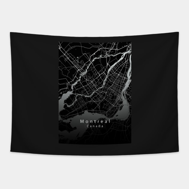 Montreal Canada City Map dark Tapestry by Robin-Niemczyk