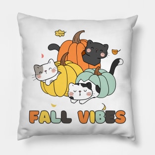 Cute Fall Vibes Cat Trio Pillow