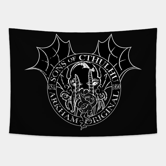 Sons of Cthulhu- Arkham Original-distressed Tapestry by Crowstorm