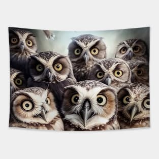 Owl Bird Wild Nature Funny Happy Humor Photo Selfie Tapestry