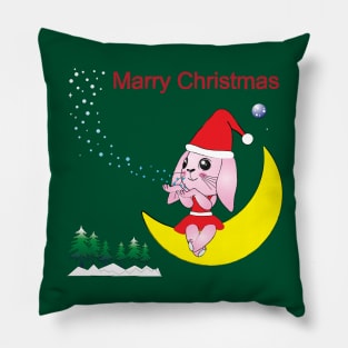 merry christmas santa rabbit Pillow