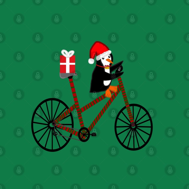 Christmas Penguin On A Bicycle by CatGirl101