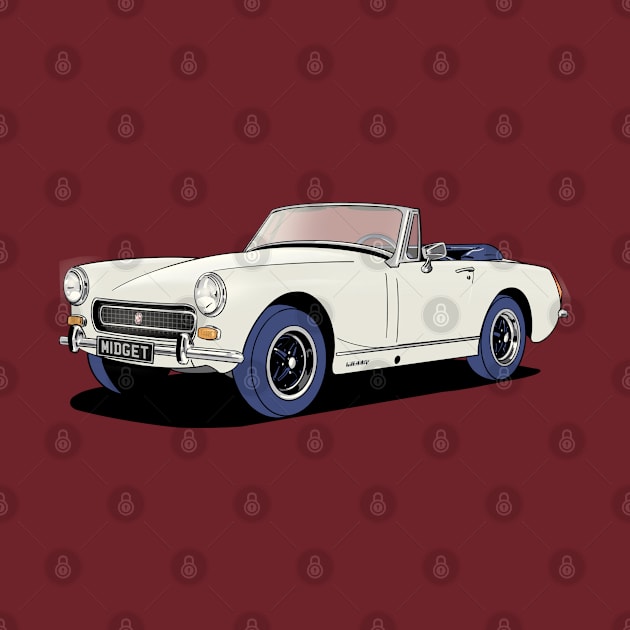 MG Midget classic car in white by Webazoot