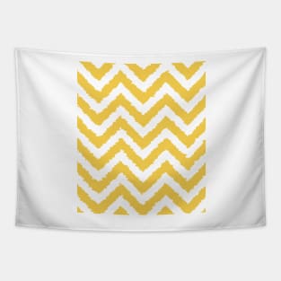 Yellow and White Distorted Chevrons Tapestry