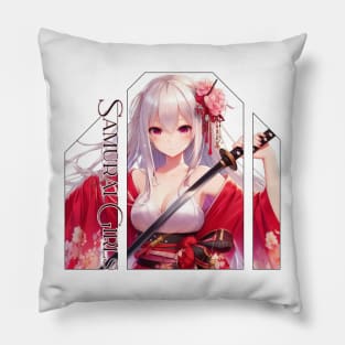 Samurai Girl with Katana Pillow