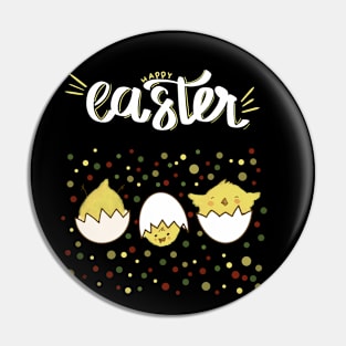 Happy Easter greeting funny chick white text Pin