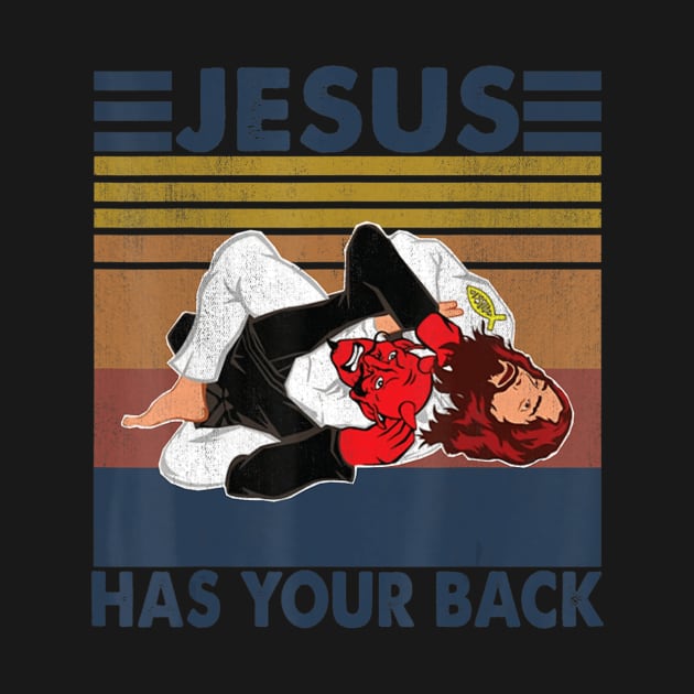 Vintage Jiu Jitsu Jesus Has Your Back Vintage Tee by HaroldKeller