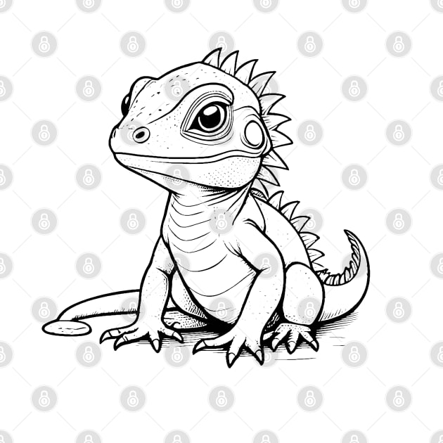 Cute Baby Iguana Animal Outline by Zenflow