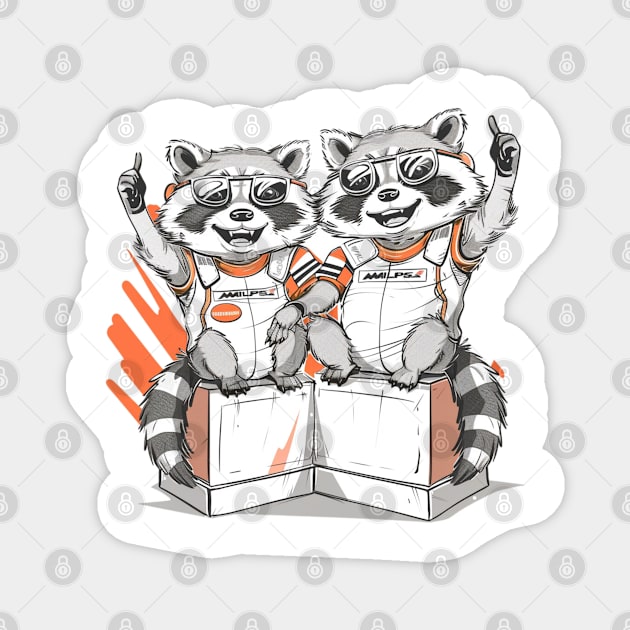 F1 funny Mclaren racoons, Lando Norris, Oscar Piastri, Formula 1 Graphic shirt (please send us a message if you want another custom design) Magnet by pitshopmerch@gmail.com