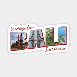 Greetings from Bali in Indonesia Vintage style retro souvenir Magnet