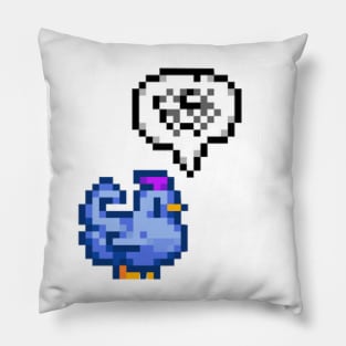 Grumpy Blue Chicken Stardew Valley Pillow