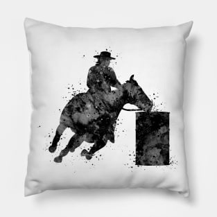 Barrel Racer Boy Black and White Rodeo Gift Pillow