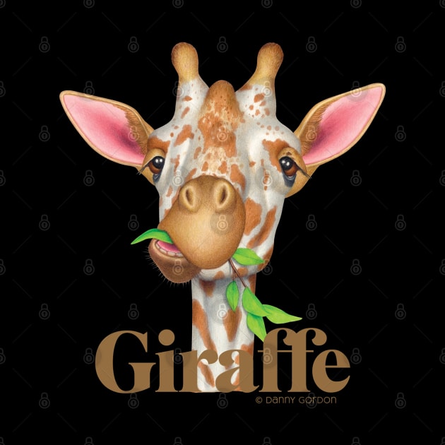 Cute Gentle Giraffe on a Giraffe lovers tee by Danny Gordon Art