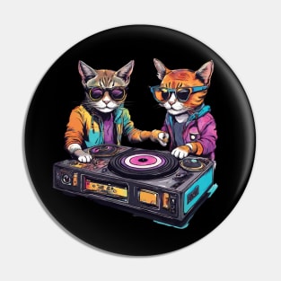 Cool DJ cats retro style Pin