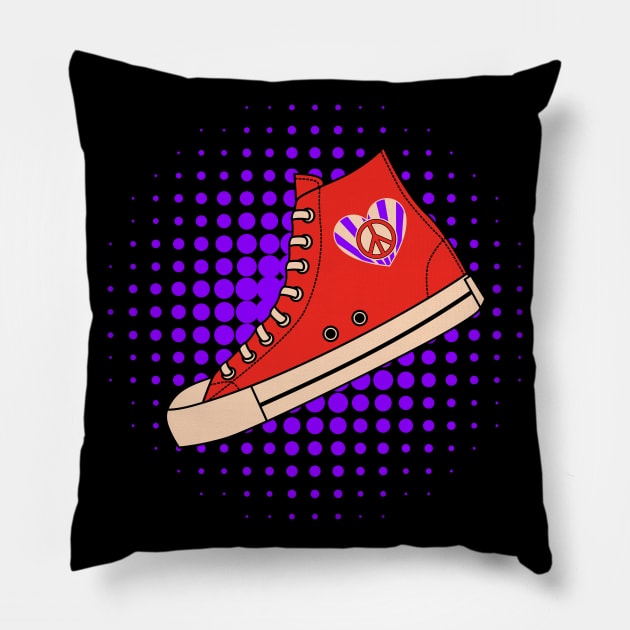Red High Top Sneaker Pillow by 1001Kites