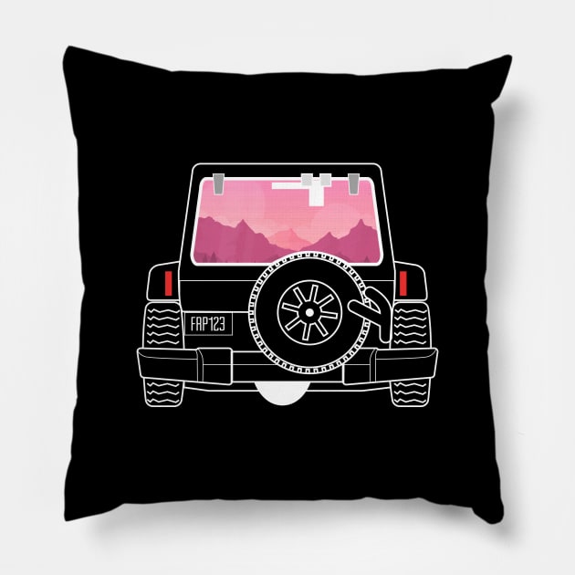 GO OFFROAD With Your Friends - Aesthetic Art Of Vehicle Pillow by mangobanana