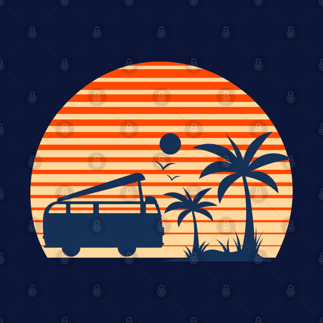 80s retro sunset beach by Creastore