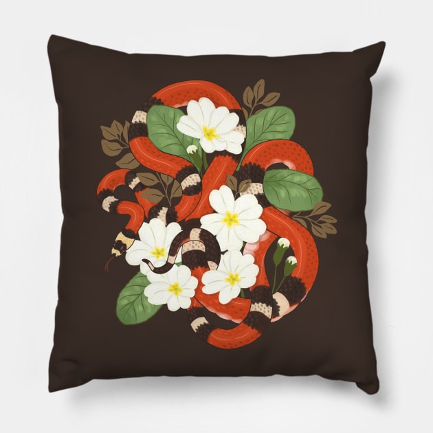 Honduran Milk Snake and Primroses Pillow by starrypaige