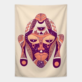 Peach African Mask 7 Tapestry