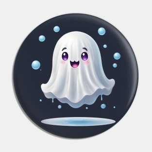 Cute ghost floating. Halloween ghost cartoon Pin