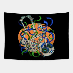 Colorful Skeleton Soldier - Día De Los Muertos - Fallen Warrior Tapestry