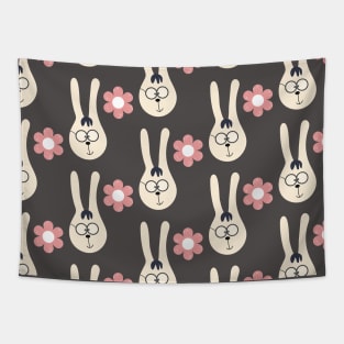 A nice pattern with cute bunny and pink flowers Tapestry