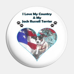 I Love My Country My Jack Russell Terrier Patriotic Tee Pin