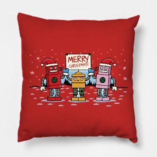 Merry Christmas - Stupid Cute Robots #3 Pillow