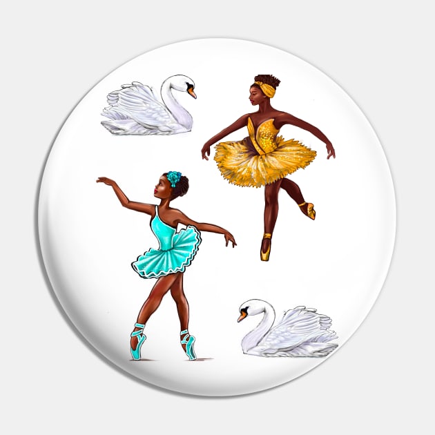 The top 10 best Dance gifts - Swans - African American Ballerinas Black girls dancing Ballet Dancers Brown skin Ballerina Pin by Artonmytee