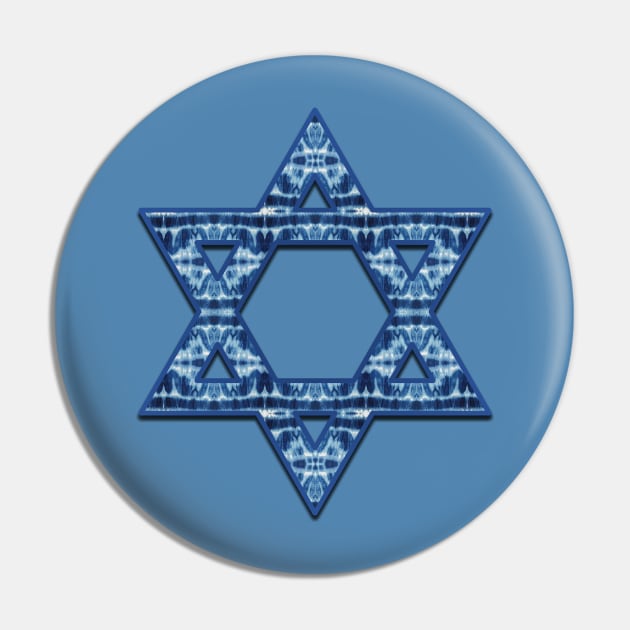 Tie Dye Blues Twos Star of David Pin by Nina May Design Studio