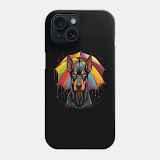 Doberman Rainy Day With Umbrella Phone Case