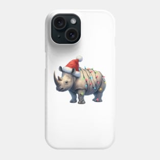 Rhino Wrapped In Christmas Lights Phone Case