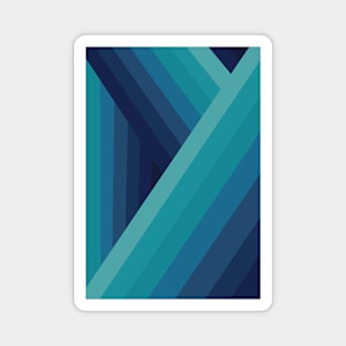 Retro Abstract Stripes in Shades of Blue and Green Magnet