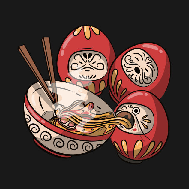 Discover Kawaii Japanese Anime Ramen Soup Bowl Otaku Kokeshi Daruma - Ramen Lovers - T-Shirt