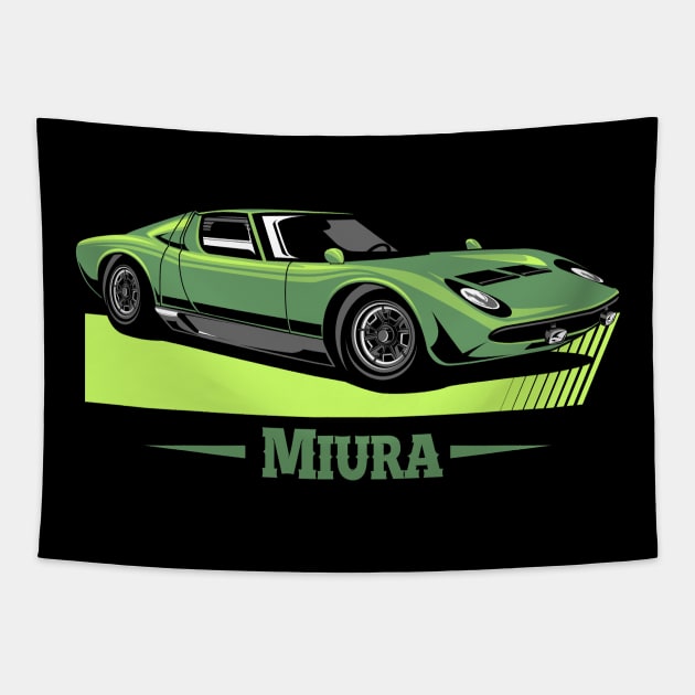 Lamborghini Miura Green Tapestry by aredie19