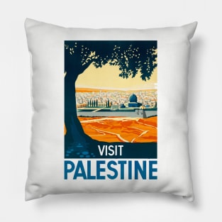 1930s Visit Palestine Poster Pillow