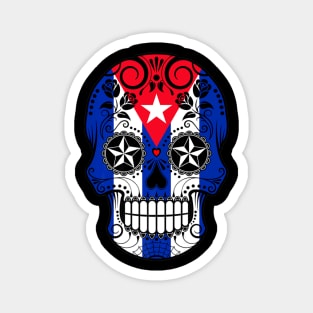 Cuban Flag Skull Floral Skeleton Magnet