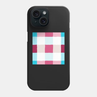 irregular gingham pink and blue on white Phone Case