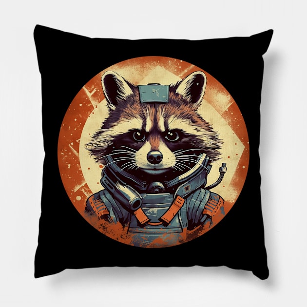 Rocket Raccoon Pillow by DavidLoblaw