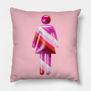 Female icon in Lesbian lipstick flag colors for LGBTQ+ diversity Pillow