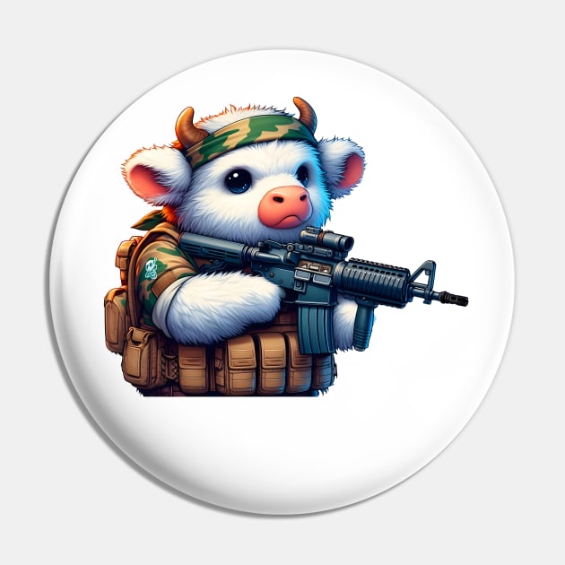 Fluffy Cow Pin by Rawlifegraphic