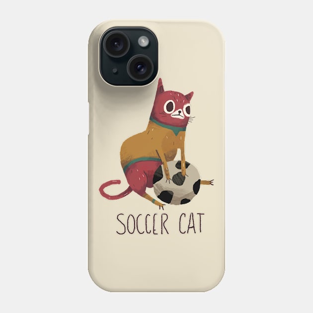 Silly Red Soccer Cat Phone Case by Qakie