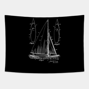 Sailing Boat Vintage Patent Hand Drawing Tapestry