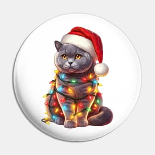 Christmas British Shorthair Cat Pin