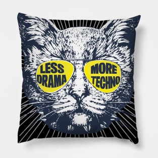 Less Drama More Techno the Techno Cat Pillow