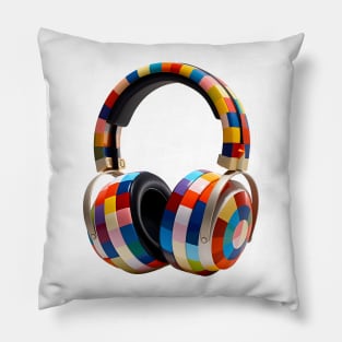 Headphones in a Multicoloured Music style Pillow