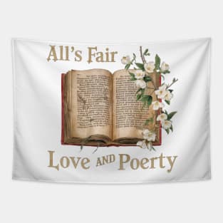 all s fair in love and poetry,  jasmine and book Tapestry