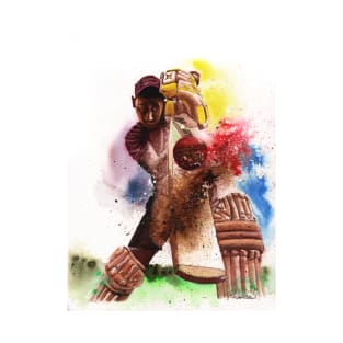 Driven - cricket batsman watercolour painting T-Shirt