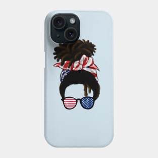 Afro American Woman hair with usa colors, Messy Hair Phone Case