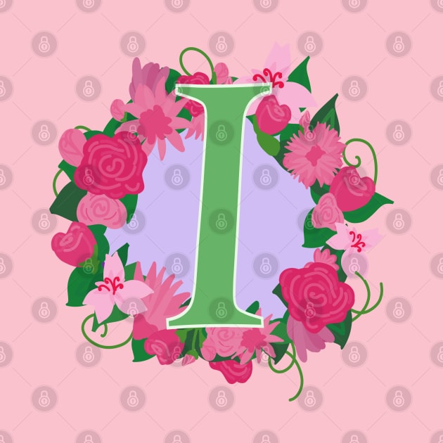 Monogram I, Personalized Floral InitiaI by Bunniyababa